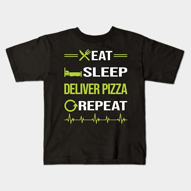 Funny Eat Sleep Repeat Pizza Delivery Kids T-Shirt by relativeshrimp